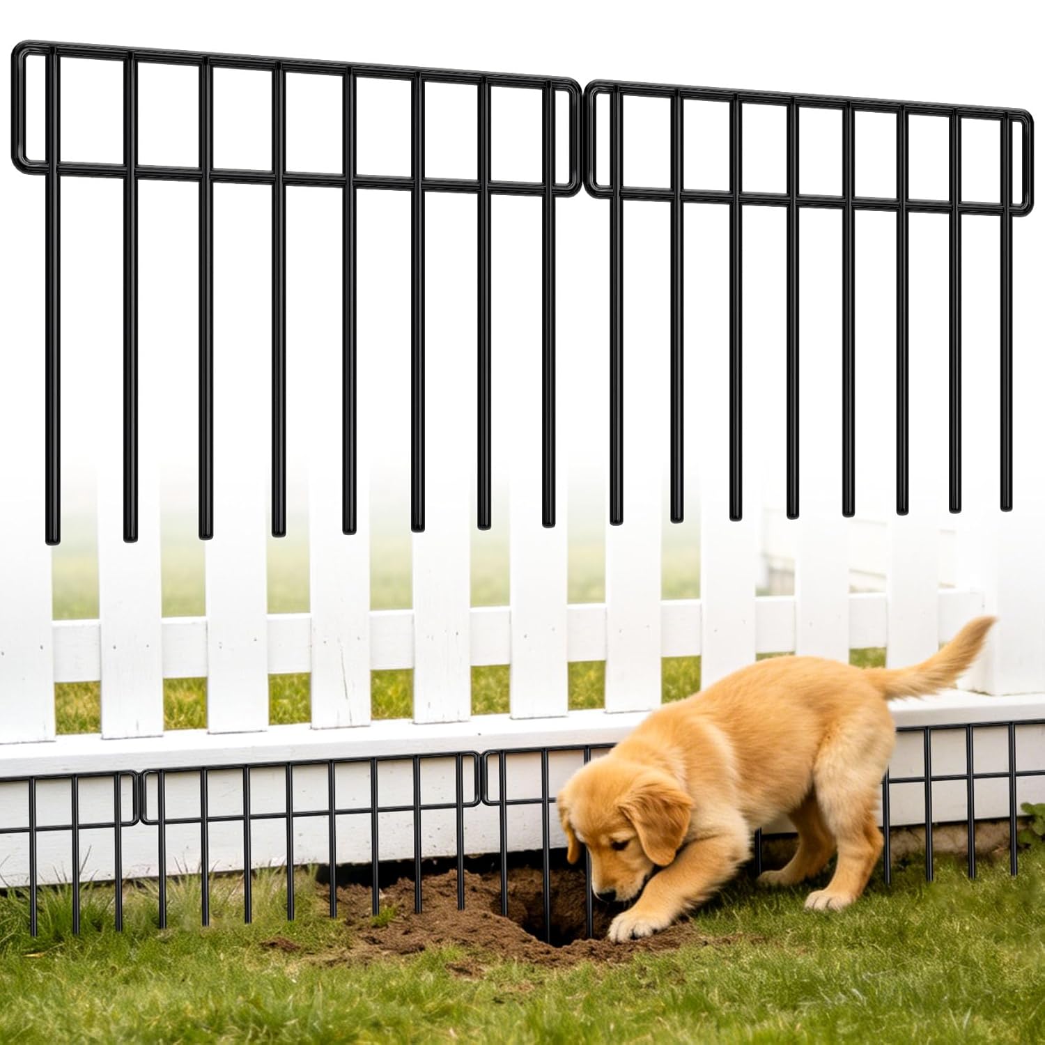 20Ft(L) X 13Inch(H) Animal Barrier Fence - 14 Pack Garden Fence Animal Barrier Garden Border Rustproof Metal No Dig Fence Panels for Dog Rabbit Defense Bottom Blocker for...