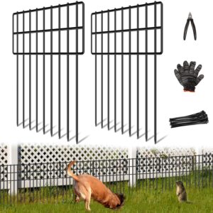 25 Panels Garden Fencing Animal Barrier, 17in (H) X 27ft (L) Dog Dig Fence Barrier, 1.25in Gap Rustproof Metal Stakes Decorative Garden Fence, Ground Defense Border Fence for...
