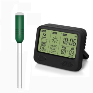 4-in-1 Wireless Soil Moisture Meter/Thermometer/Sunlight/Time,PH Paper, Waterproof Plant Moisture Sensor Meter with Digital LCD Display for Garden, Lawn and Indoor Plants