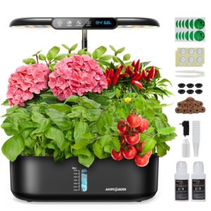 Ahopegarden Hydroponics Growing System kit: 12 Pods Indoor Herb Garden with Smart Environmental Detection - Full Spectrum LED Grow Light for Growing Vegetables，Herbs and Lettuce...