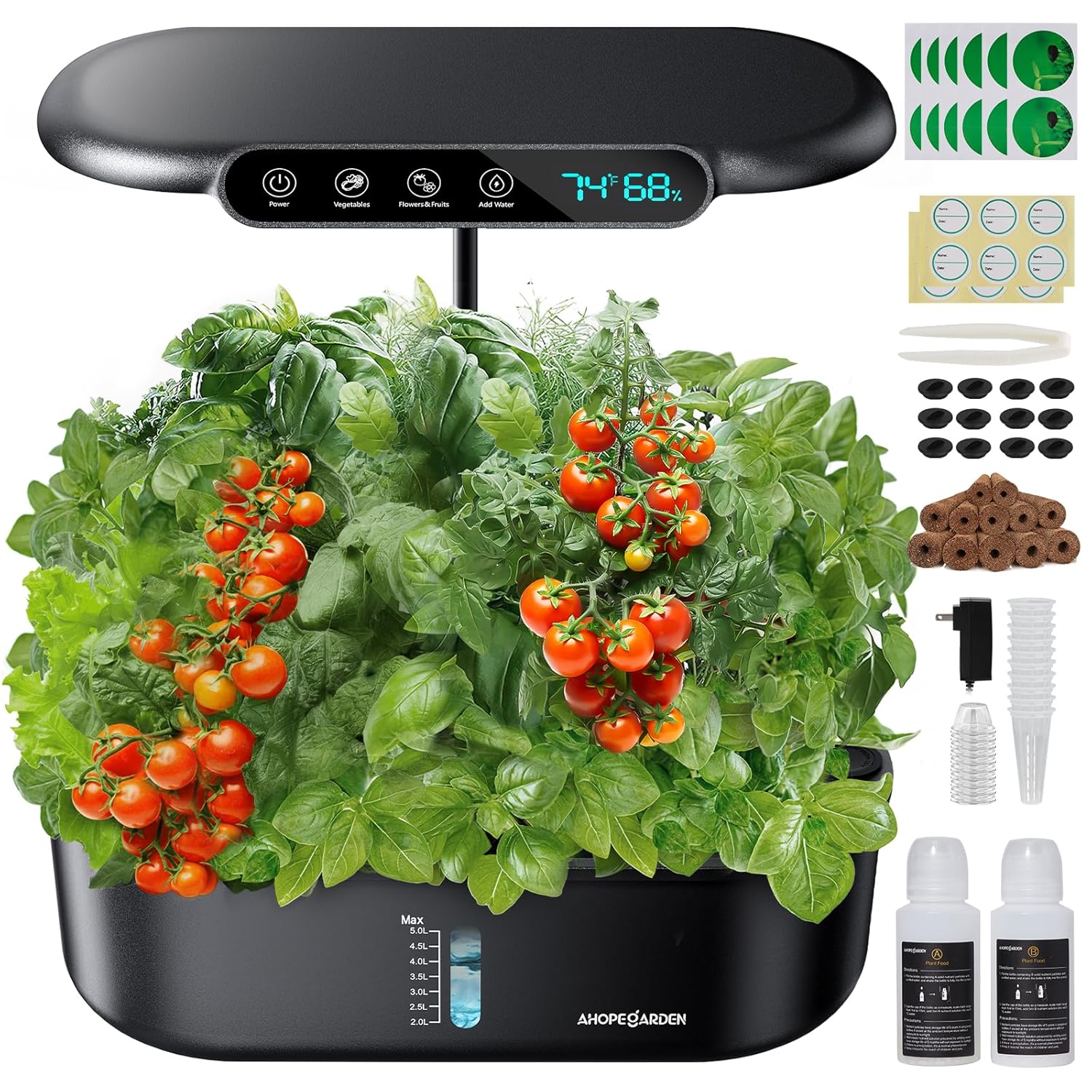 Ahopegarden Hydroponics Growing System kit: 12 Pods Indoor Herb Garden with Smart Environmental Detection - Full Spectrum LED Grow Light for Growing Vegetables,Herbs and Lettuce...