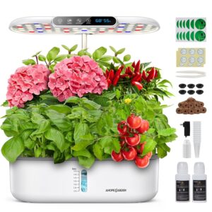 Ahopegarden Hydroponics Growing System kit: Indoor Herb Garden - 12 Pods Plant Germination Kit with LCD Display and LED Grow Light, Smart Temp & Humidity Detection, Planter...