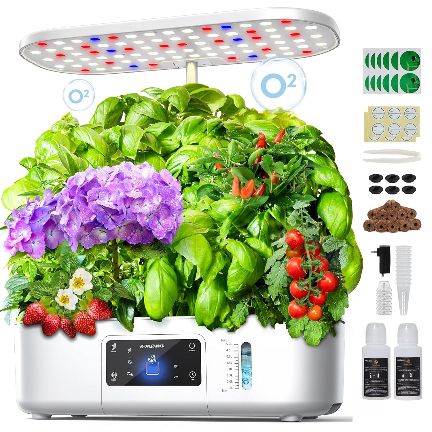 Ahopegarden Hydroponics Growing System Kit Indoor Herb Garden with Grow Light 12 Pods, with LCD Touch Panel Hydroponic Planter, Planting Height Up to 17", Grower Harvest Fresh...