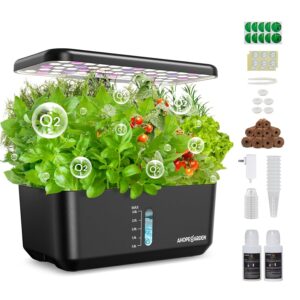 Ahopegarden Indoor Hydroponics Growing System: 10-Pod Smart Garden with Automated LED Light & Efficient Pump for Growing Herbs, Lettuce, Tomatoes - Hydroponic Planter for Home