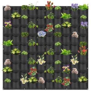 Hanging Planting Grow Bags, 90 Pockets Wall Planter Wall Mounted Grow Bag Outdoor Indoor Gardening Vertical Greening Flower Container, Planting Bags Storage Bags(1.1 m × 1.1 m,...