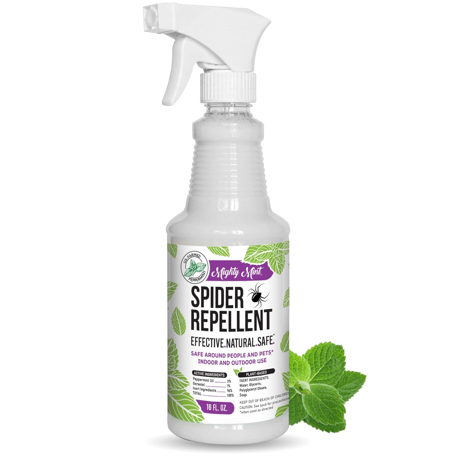 Mighty Mint Peppermint Oil Spider Repellent Spray – Indoor & Outdoor Bug Control for Spiders and Insects – Plant-Based, Extra-Strong Formula - 16 oz