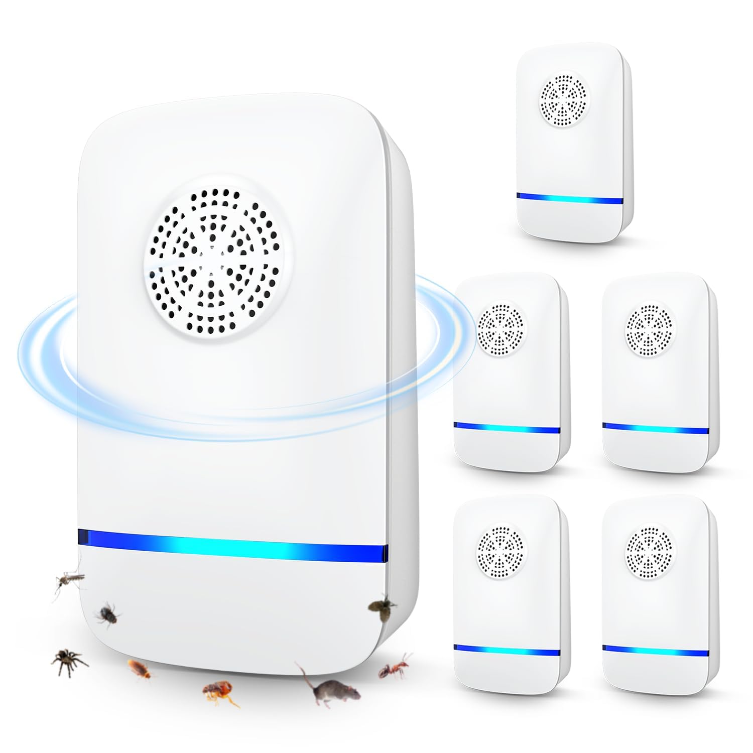 Ultrasonic Pest Repeller 2025 Upgrade, 6-Pack Indoor Plug-in Pest Control, Smart Ultrasonic Rodent & Insect Repellent for Mice, Roaches, Spiders, Safe for Children & Pets